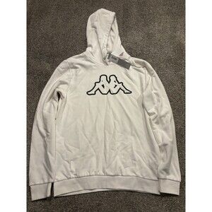 Kappa Hoodie White Zaiver Logo Hoodie Sweatshirt Pullover Size L NWT